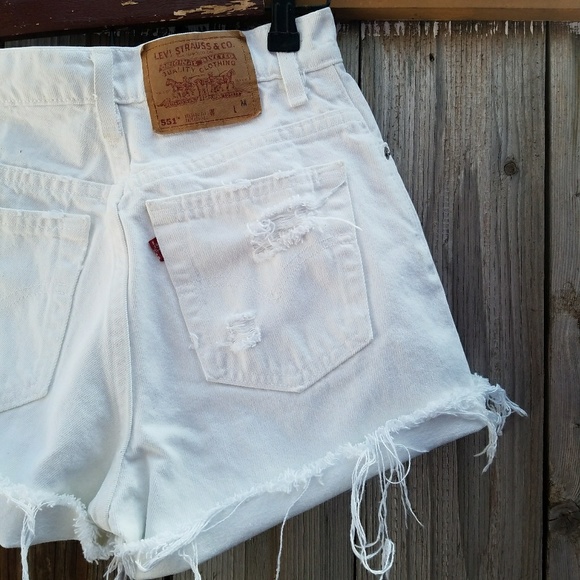 Levi's Pants - Vintage Levis White High Waisted Distressed Shorts